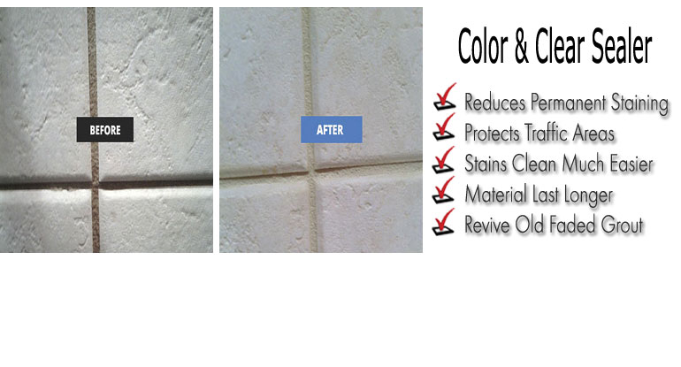 <div class='alignleft'><h3>Grout Color Seal</h3><span class='desc'>Color Seal!</span></div><p>Color sealer is a great choice to revive old faded grout. As you can see the results are amazingly obvious. </p>