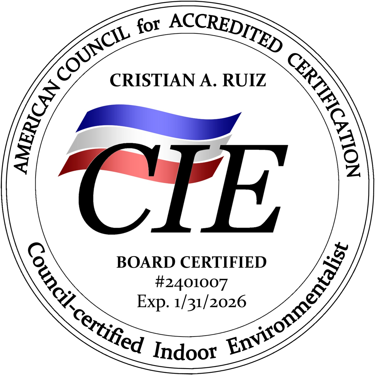 CIE ACAC board-certified seal
