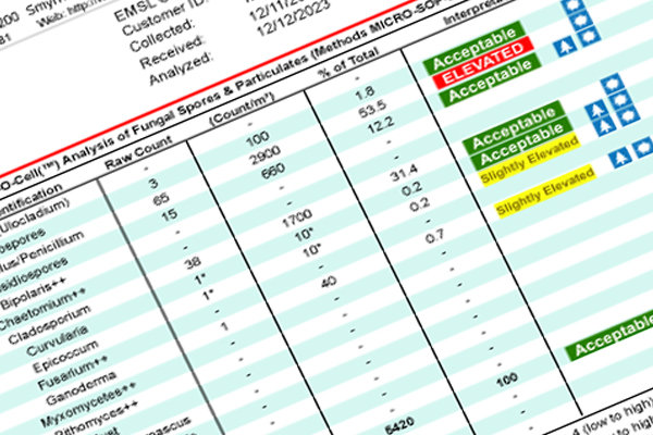 Lab results sample report